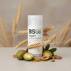 BS98 ARGAN - Шампунь-гель для душу живлення, зволоження та захист з аргановою олією, протеїнами пшениці та омега 6-9, 150 мл.
