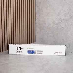 T1 Purify™ Post  — ампульный пост-детокс для кожи головы, завершающий этап глубокого очищения, выводит токсины и запускает лимфодренаж, восстанавливая комфорт и эластичность. Благодаря комплексу Zinc PCA, эфирным маслам эвкалипта, 12 ампул