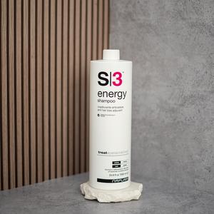 S3 Energy - Шампунь проти випадіння для жирної шкіри голови з біотином, цинком PCA та протеїнами пшениці, 1000 мл