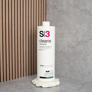 S3 Cleans - Очищающий шампунь для жирной кожи головы с гамамелисом, мелиссой и цинком PCA, 1000 мл